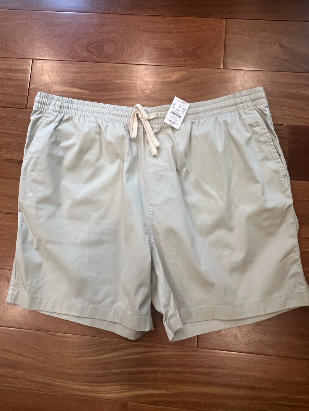 J. Crew NWT Mens Off-White Casual Dock Shorts, Elastic Waist, XXL